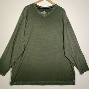 Tommy Bahama 2XLB Long Sleeve V-Neck cotton Shirt green comfy